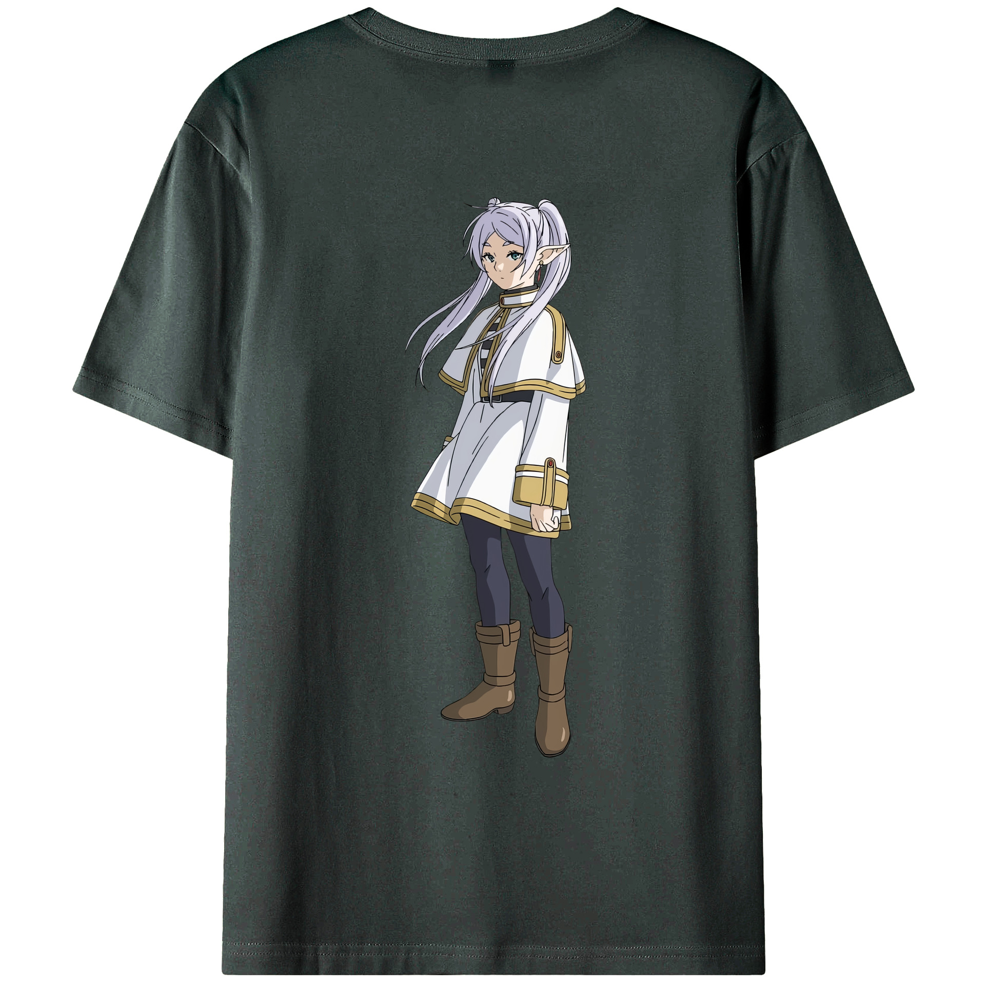 （画像用） 葬送のフリーレン Frieren 綿100％ メンズ半袖Tシャツ（バックプリント） 通気性